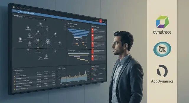 Сравнение APM Dynatrace New Relic AppDynamics для 100+ сервисов