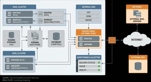 Postfix Dovecot Rspamd: замена почтового сервера в контуре