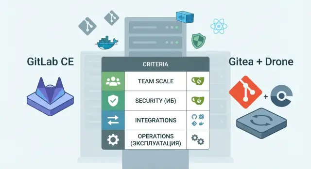 CI/CD на open source: GitLab CE vs Gitea + Drone для команд