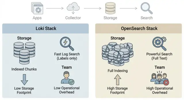 Loki или OpenSearch для логов: сравнение для небольшой команды