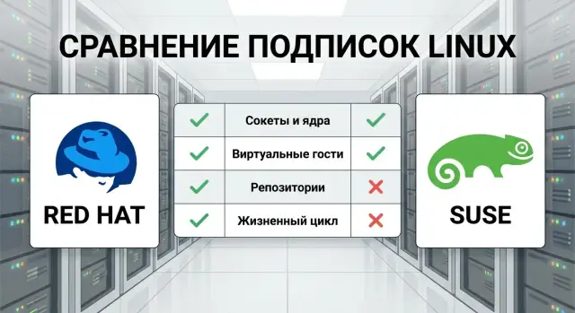 Red Hat vs SUSE: сравнение подписок для серверов по критериям
