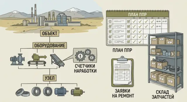 Разработка EAM/CMMS для ТОиР: модель активов без дублей
