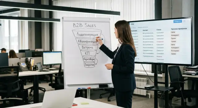 Воронка продаж B2B для длинных сделок: этапы и поля CRM